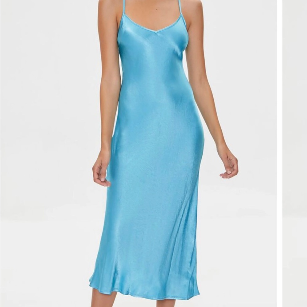 Lue satin midi low back dress